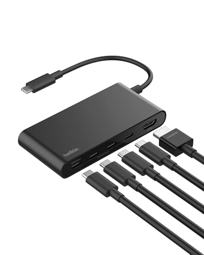 Belkin USB Hub, 5 in 1 USB C Adapter mit HDMI...