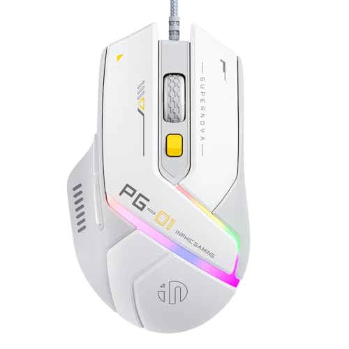 INPHIC PG1 Gaming Maus mit Kabel, 12800 DPI...