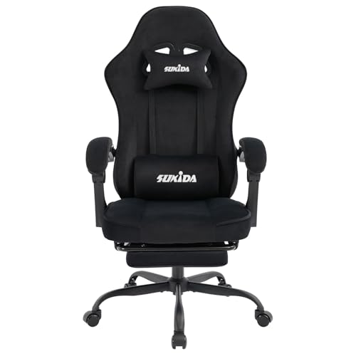 SUKIDA Gaming Stuhl Stoff, Ergonomischer...