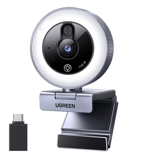 UGREEN 2K Webcam mit Ringlicht PC Kamera mit...
