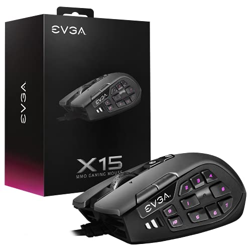 EVGA X15 MMO Gaming Mouse, 8k, Wired, Black,...