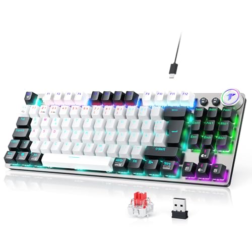 TECURS Mechanische Gaming Tastatur Kabellos,...