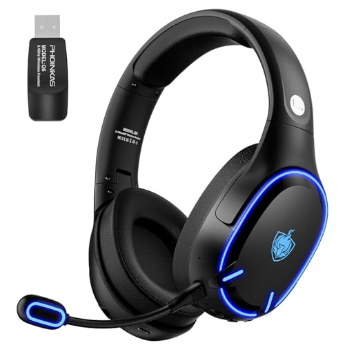 PHOINIKAS Gaming Headset Wireless, Bluetooth...