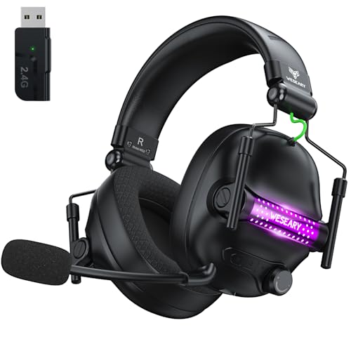 WESEARY Gaming Headset mit Mikrofon, 2,4 G...