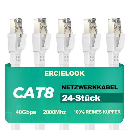 Ercielook Lan Kabel 0,25m-24 Stück - Flach...