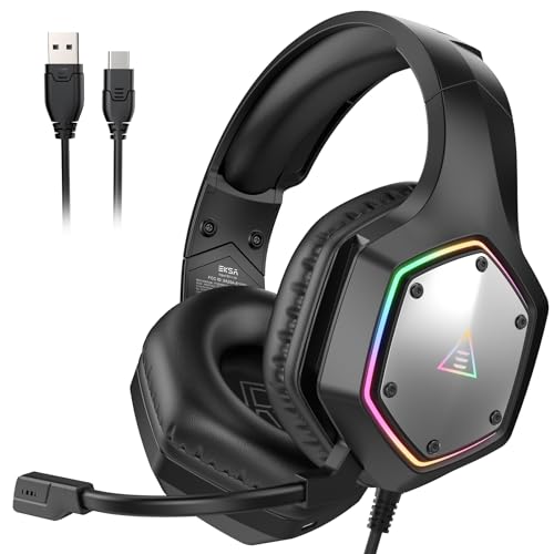 EKSA E1000V2 Gaming Headset, Type-C & USB-A...