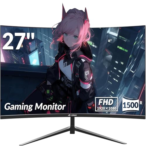 CRUA Curved Gaming Monitor-27 Zoll FHD Curved...