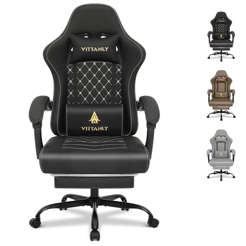 Vittanly Gaming Stuhl mit Frühling Kissen,...