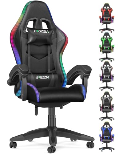 bigzzia Gaming Stuhl mit LED - Gaming Sessel...