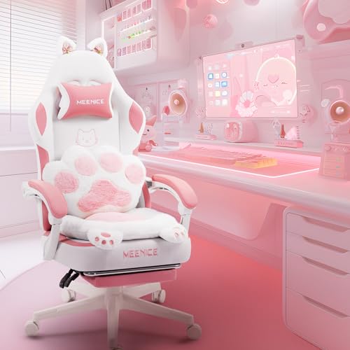 MEENICE Cute Gaming Stuhl mit Katzenpfote...
