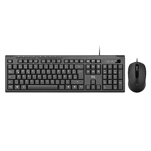 Rii Kabelgebundenes Tastatur-Maus-Set, PC...