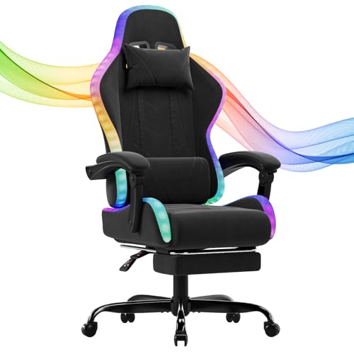 JUMMICO Gaming Stuhl Stoff mit LED,...