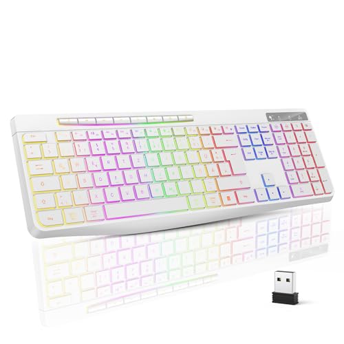 TECURS Gaming kabellos Tastatur, Leise QWERTZ...