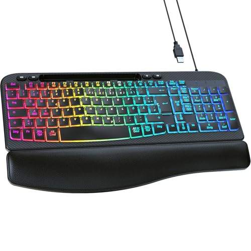 footreal Kabelgebundene Tastatur beleuchtet,...