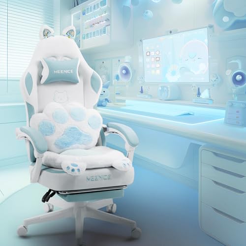 MEENICE Cute Katze Gaming Stuhl Stoff mit...