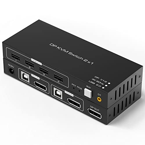 Tendak 2x1 DisplayPort KVM Switch USB 2 Ports...