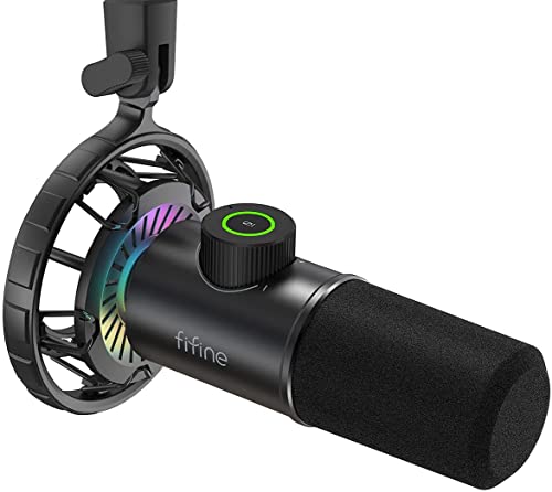 FIFINE USB Gaming Mikrofon, RGB Dynamische...