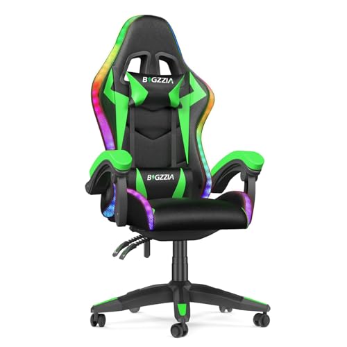 bigzzia Gaming Stuhl mit LED - Gaming Sessel...