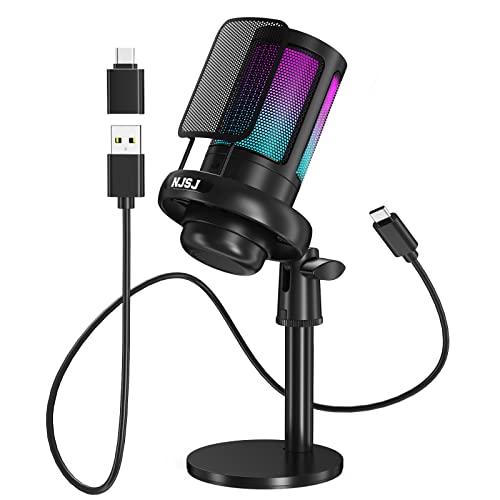 NJSJ USB Gaming Microphone, RGB Condenser...