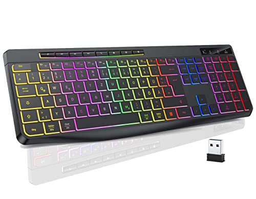 TECURS Tastatur Kabellose Gaming - Leise...