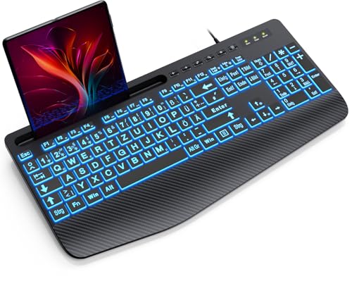 SABLUTE Tastatur Beleuchtete Kabel USB PC...