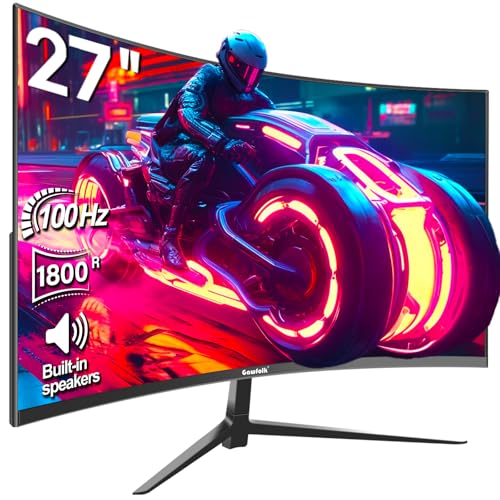 Gawfolk Curved Monitor 27 Zoll 100Hz, PC...