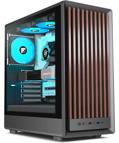 FOIFKIN M1 PC Gehäuse - Holz-Walnuss-Front,...