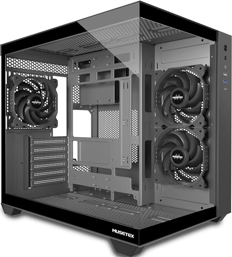MUSETEX PC Gehäuse ATX, 3 Non-LED Lüfter...