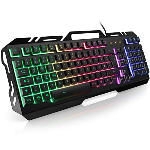 Gaming Tastatur Kabelgebunden, Rainbow LED...