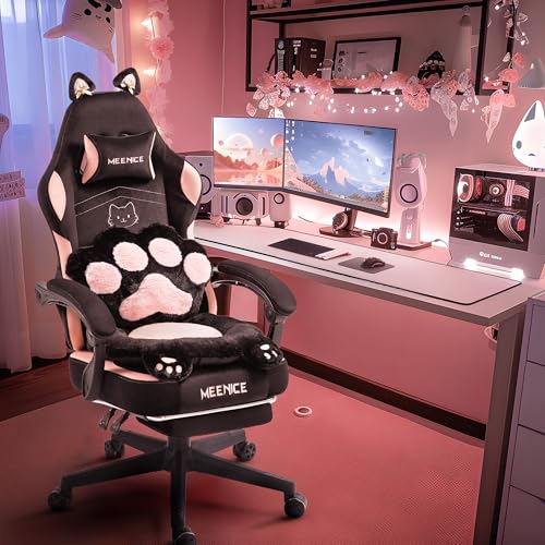 MEENICE Cute Gaming Stuhl mit Katzenpfote...