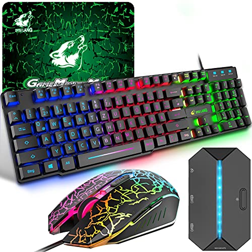 Gaming Tastatur und Maus Set mit Adapter,...